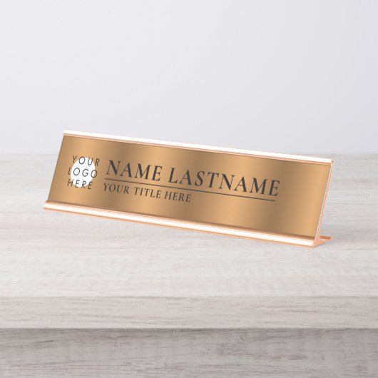 カスタムロフェイクゴ銅クラスエレガントブロンズ デスクネームプレート (正面)