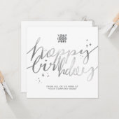 カスタムロフェイクゴSilver Hand Scriptホワイト誕生日 カード (正面/裏面インサイチュ)