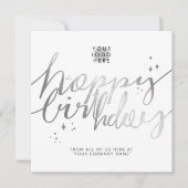 カスタムロフェイクゴSilver Hand Scriptホワイト誕生日 カード (正面)