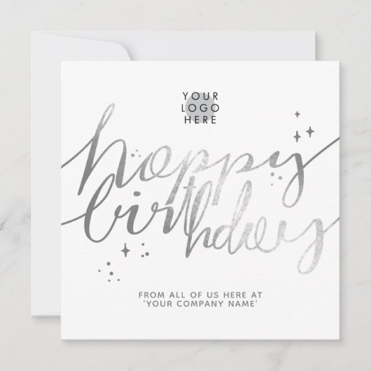 カスタムロフェイクゴSilver Hand Scriptホワイト誕生日 カード (正面)
