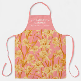 カスタムロマンチックな水の色の水仙パターン エプロン