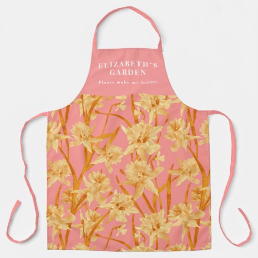 カスタムロマンチックな水の色の水仙パターン エプロン (正面)