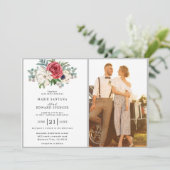 カスタムロマンチックカップルフォトウェディング 招待状 (スタンド正面)