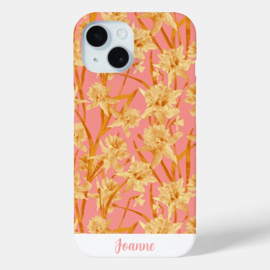 カスタムロマンティック水彩スイセン柄  Case-Mate iPhoneケース (裏面)