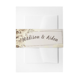 カスタムロマン素朴ティホワイトローズ 招待状ベリーバンド