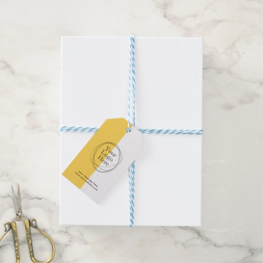 カスタムロモダンゴのミニマルなマスタードイエロー価格 ギフトタグ (より糸付き)