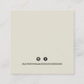 カスタムロモダンゴミニマルシックアイボリークリーム黒 スクエア名刺 (裏面)