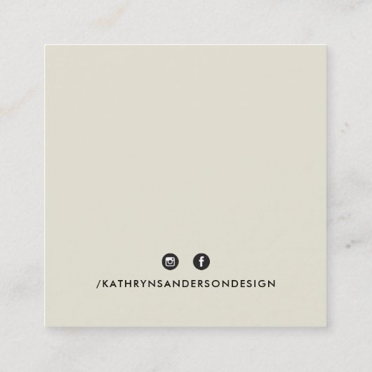 カスタムロモダンゴミニマルシックアイボリークリーム黒 スクエア名刺 (裏面)