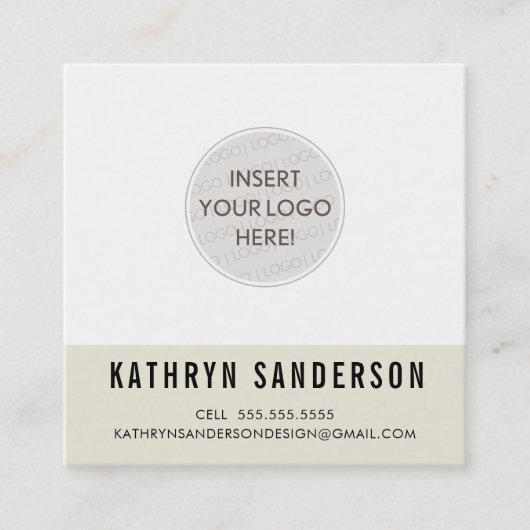 カスタムロモダンゴミニマルシックアイボリークリーム黒 スクエア名刺 (正面)