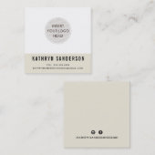 カスタムロモダンゴミニマルシックアイボリークリーム黒 スクエア名刺 (正面/裏面)