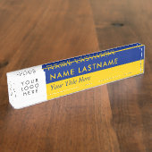 カスタムロモダンゴDuoカラーハーフイエローブルー デスクネームプレート (側面)