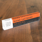 カスタムロモダンゴDuoカラーハーフブラックオレンジ デスクネームプレート (側面)