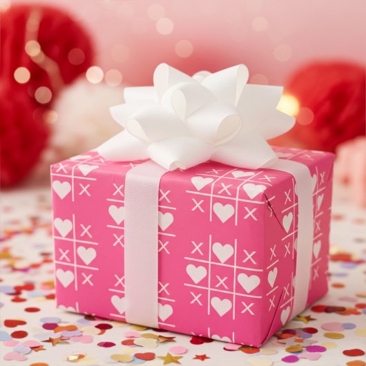 カスタムロージー・ピンクXOXOカップル結婚ズ・アニバーサリー ラッピングペーパー