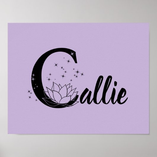 カスタムロータスフラワーモノグラムレターC子供部屋アート ポスター (正面)