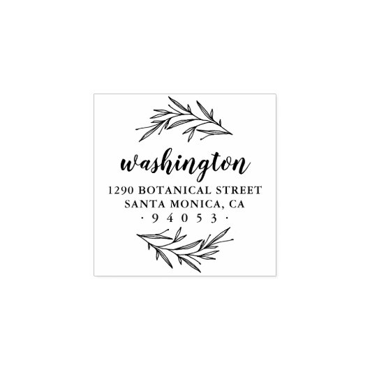 カスタムローレルブランチ差出人住所 ラバースタンプ (インプリント)