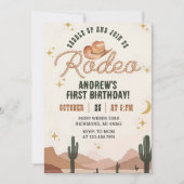 カスタムワイルドウエストファーストRodeo Cowboy Birthdayパーティー 招待状 (正面)
