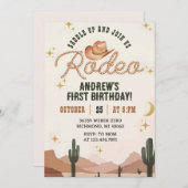 カスタムワイルドウエストファーストRodeo Cowboy Birthdayパーティー 招待状 (正面/裏面)