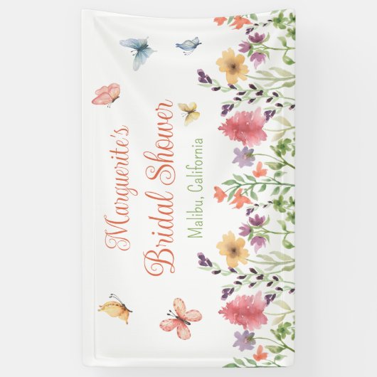 カスタムワイルドフラワーズブライダルシャワー 横断幕 (縦)