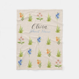 カスタムワイルドフラワーフローラスクリプト名 フリースブランケット