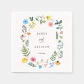 カスタムワイルドフラワーリースボ結婚タニカルナプキンス スタンダードカクテルナプキン (正面)