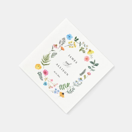 カスタムワイルドフラワーリースボ結婚タニカルナプキンス スタンダードカクテルナプキン (角)