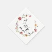 カスタムワイルドフラワー結婚のナプキンパーソナライズされた スタンダードカクテルナプキン (角)