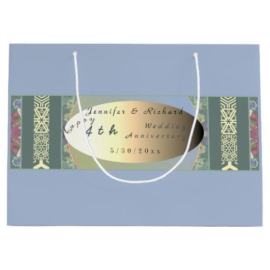 カスタムワイルドフラワー結婚ズ記念日抱き枕 ラージペーパーバッグ (正面)