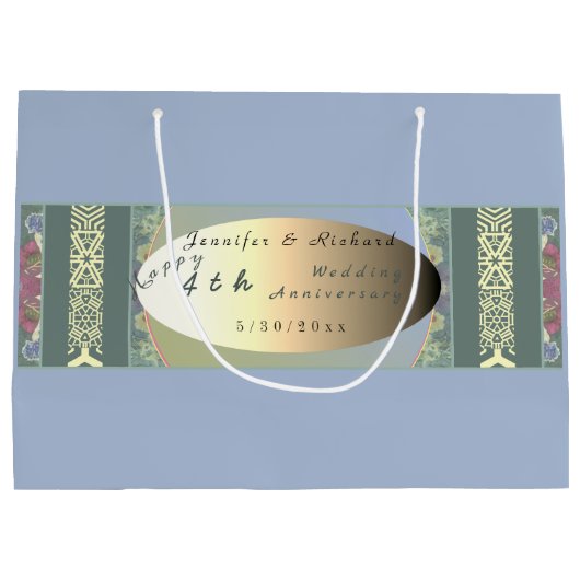 カスタムワイルドフラワー結婚ズ記念日抱き枕 ラージペーパーバッグ (裏面)