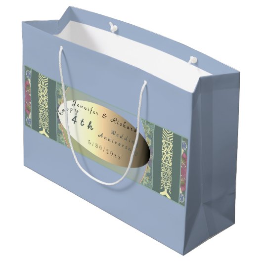 カスタムワイルドフラワー結婚ズ記念日抱き枕 ラージペーパーバッグ (裏面アングル)