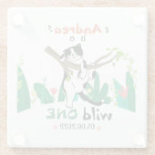 カスタムワイルドワンツキセド子猫キッズ1st誕生日 ガラスコースター (裏面)