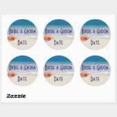 カスタムワインまたはビールボトルビーチ結婚式ラベル ラウンドシール (シート)