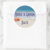 カスタムワインまたはビールボトルビーチ結婚式ラベル ラウンドシール (バッグ)