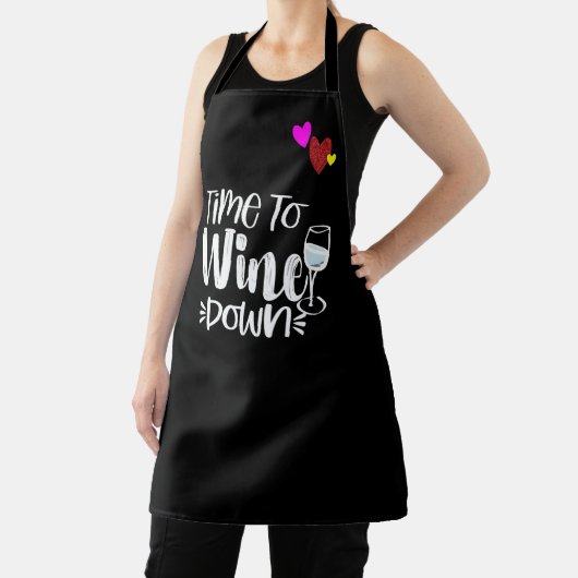 カスタムワインを飲むブラックシェフ時間パーソナライズされた エプロン (インサイチュ)