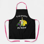 カスタムワインブラックのサッシーパーソナライズされたパートナー エプロン (正面)