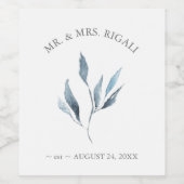 カスタムワインラベルダスティブルーボタニカル ワインラベル (シングルラベル)