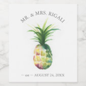 カスタムワインラベル水色パイナップル ワインラベル (シングルラベル)