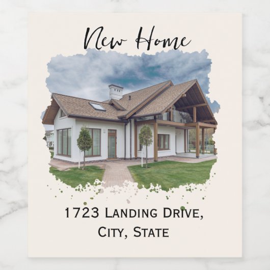 カスタムワインラベル – 住所を持つ新しいハウスギフト ワインラベル (シングルラベル)