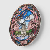 カスタムワシントンDCデイテッドさくらんぼブロッサム ラージ壁時計 (傾斜)