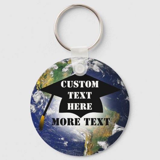 カスタムワールドキーチェーンの卒業キャップ キーホルダー (正面)