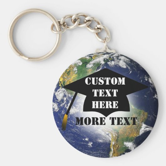 カスタムワールドキーチェーンの卒業キャップ キーホルダー (正面)