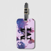 カスタムワールドパープルピンクラベンダーマップLを旅行 ラゲッジタグ (正面縦)