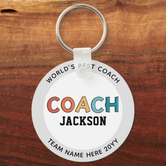 カスタムワールドベストコーチ |レトロチームのギフト キーホルダー (正面)