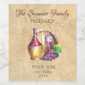カスタムヴィネヤードワインヴィンテージぶどう樽 ワインラベル (シングルラベル)