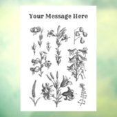 カスタムヴィンテージかわいいフラワーセットブラックライン ウィンドウサイン (シート3)