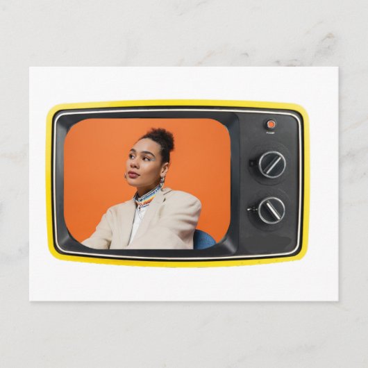 カスタムヴィンテージイエローテレビアーポップ・アートのトスタイル ポストカード (正面)
