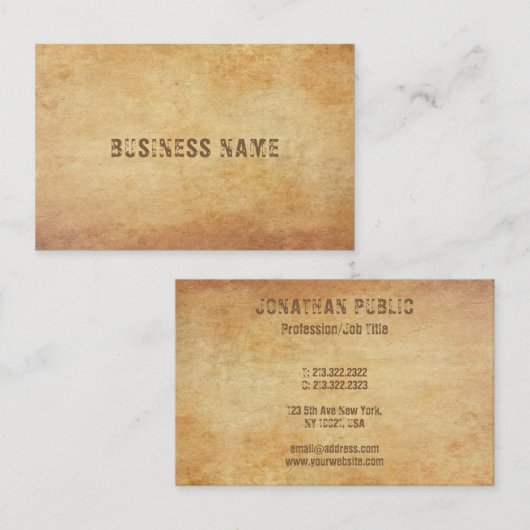 カスタムヴィンテージオールド紙ルック動揺して文字 名刺 (正面/裏面)