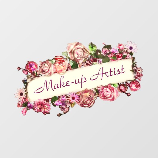 カスタムヴィンテージガーリーフローラメイクアップアーティストスタジオ ウィンドウサイン (シート)