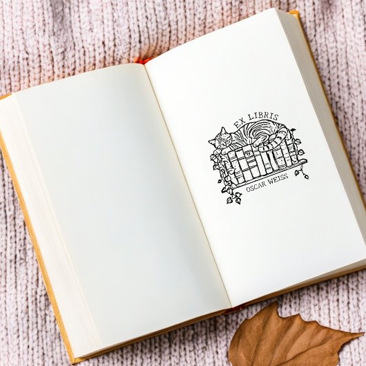 カスタムヴィンテージキャットスリープ蔵書票 ラバースタンプ