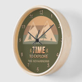 カスタムヴィンテージキャビンを探索する家族の時間 壁時計 (傾斜)