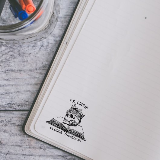 カスタムヴィンテージキングスカル図書室 ラバースタンプ